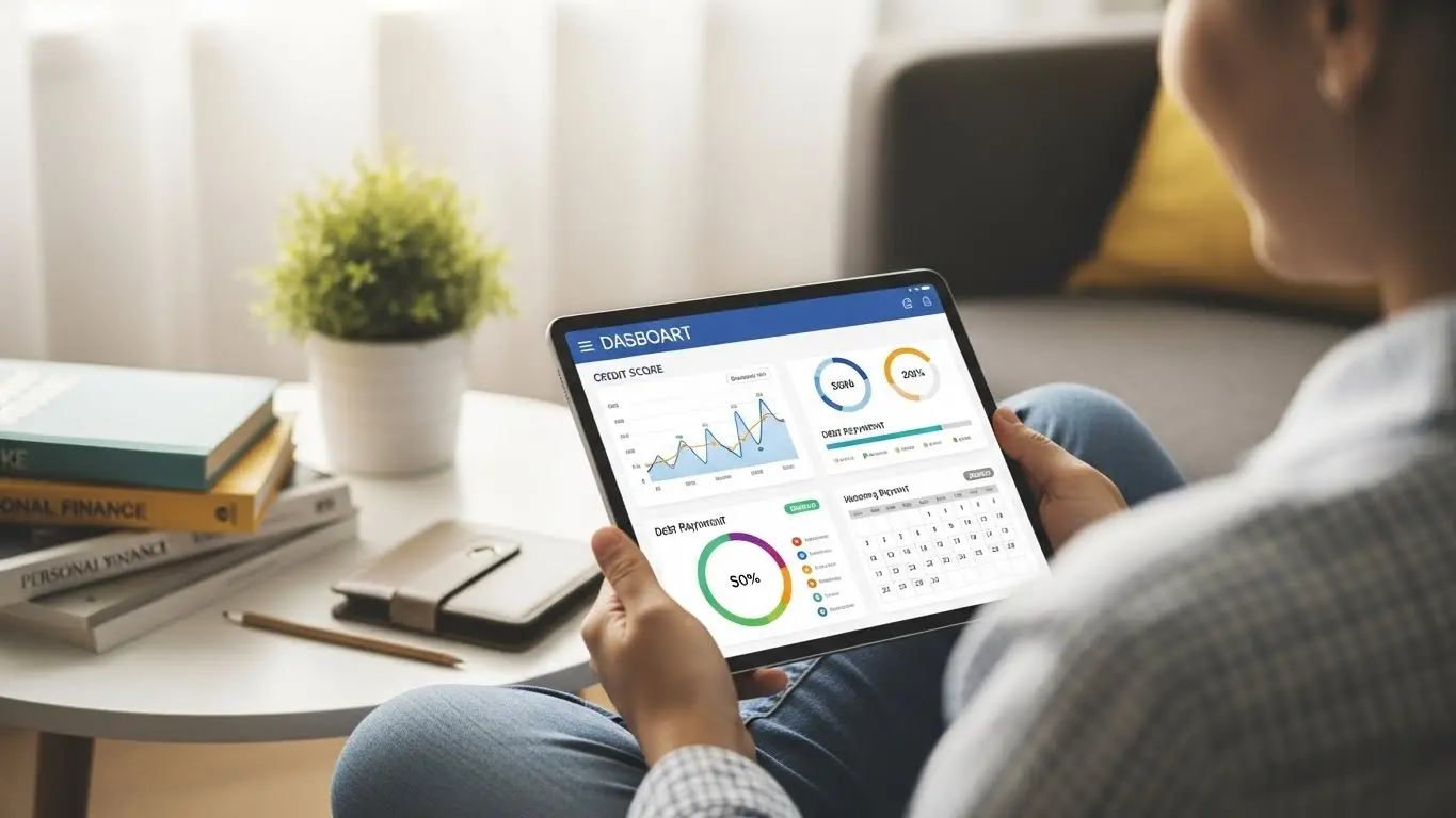 식물과 함께한 휴식 공간에서 정보를 정리하는 모습, 여백이 넉넉한 작업대 풍경